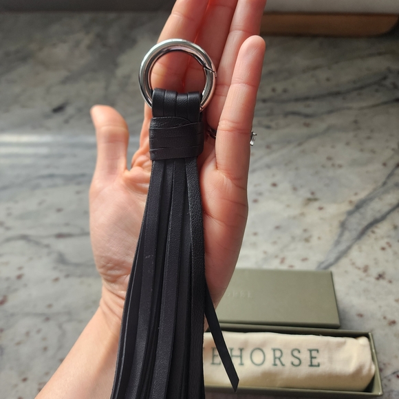 The Horse Black Leather Keychain with Silver Ring - Picture 4 of 5